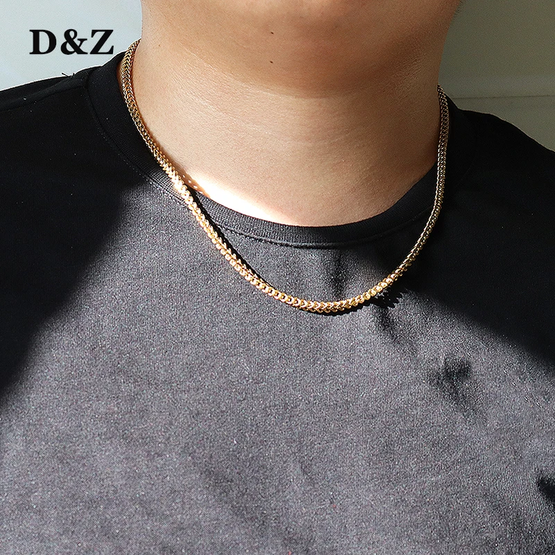 

D&Z 3mm Stainless Steel Franco Chain In Gold Silver Color 18''20''22''24''Classical Choker Chain Men's Hip Hop Rapper's Jewelry