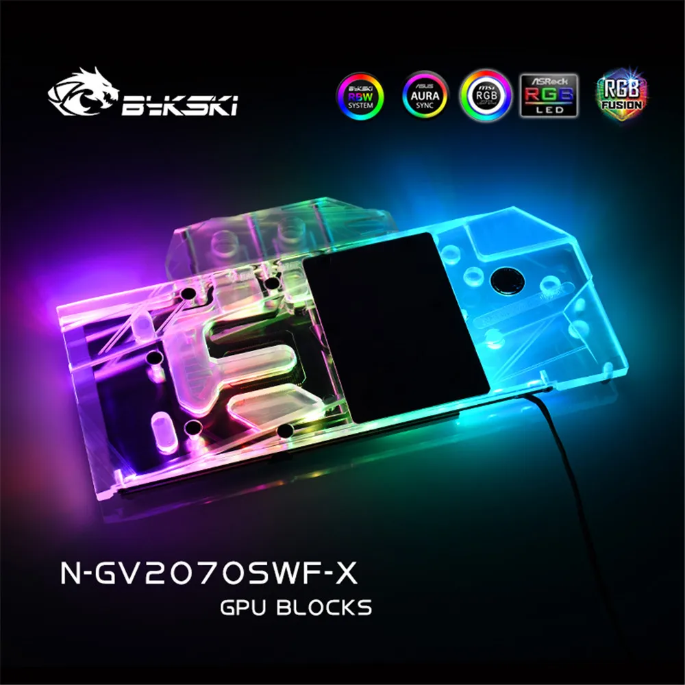 Bykski полный охват RGB / ARGB GPU блок водяного охлаждения для VGA Gigabyte rtx2070 super Windforoce oc 3x8G