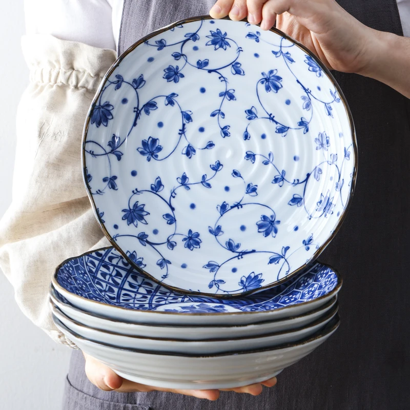 

Bulk Ceramic Dinner Set Plates Free Shipping Blue and White Porcelain Dinner Plates Trinket Dish Cena Piatti Home Garden AB50PZ