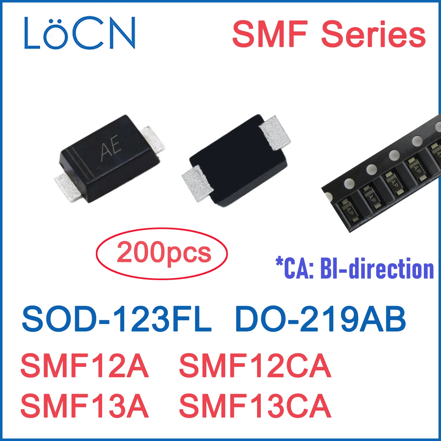 200 шт. SMF12A SMF12CA SMF13A SMF13CA SOD 123FL DO 219AB SMF 12V 13V Защита от электростатических разрядов