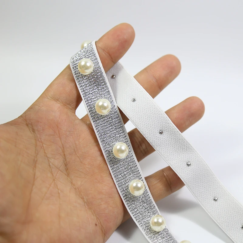 2 м/лот новинка эластичная резинка с жемчужинами золотистого и серебряного