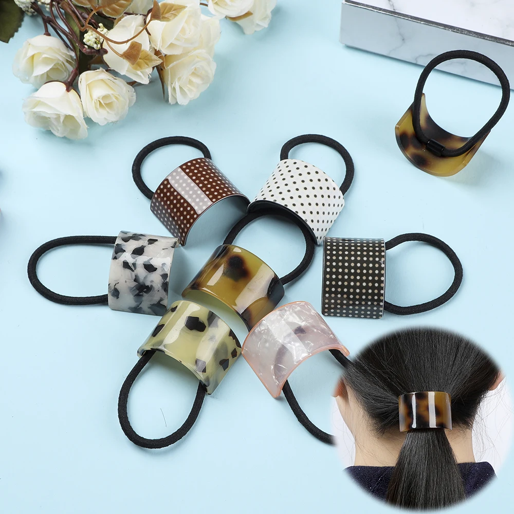 Модные Акриловые эластичные резинки для волос женские девочек с геометрическим