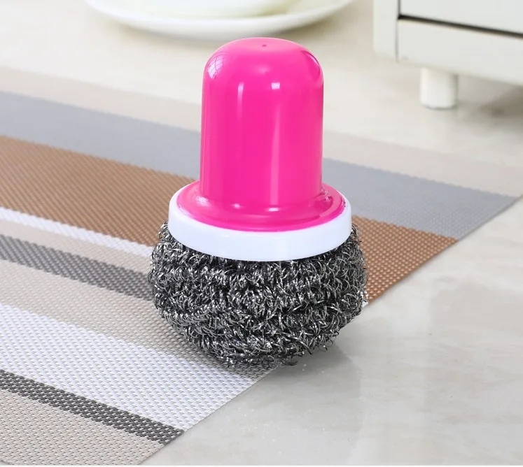 Новинка красочная щетка для чистки стальных шариков с ручкой кухонный