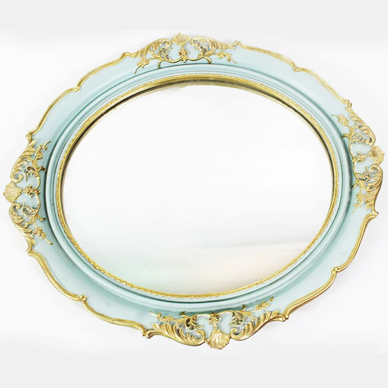 

Nordic Mirror Tray Creative decorative resin crafts Retro home cake jewelry storage plate home decoration