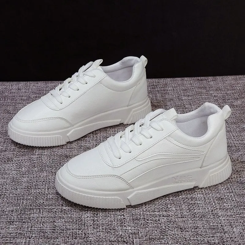 

Women Shoes Fashion Sneakers Pu Leathers Solid Flats Shoes Women White Shoes Breathe Lace-up Platform shoes for women sneakers