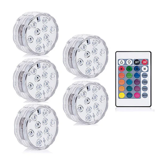 1 Remote 5 Light 10 Led RGB погружной светильник с дистанционным управлением, на батарейках, подводный Ночной светильник, напольная ваза, чаша, садовые вечерние украшения - Испускаемый цвет: 1 Remote 5 Light