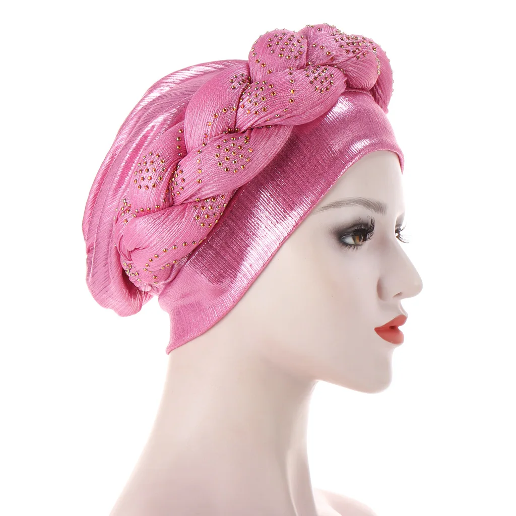 

Fashion Exaggeration Beauty Strip Hot Drill Thick Braid Sponge Twist Headband Hat New Free Shipping Turbante Bonnet Islam