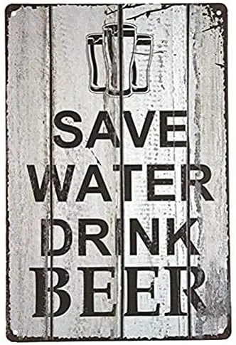

Save Water Drink Beer TIN Sign Bar Metal Pub Wall Decor Store