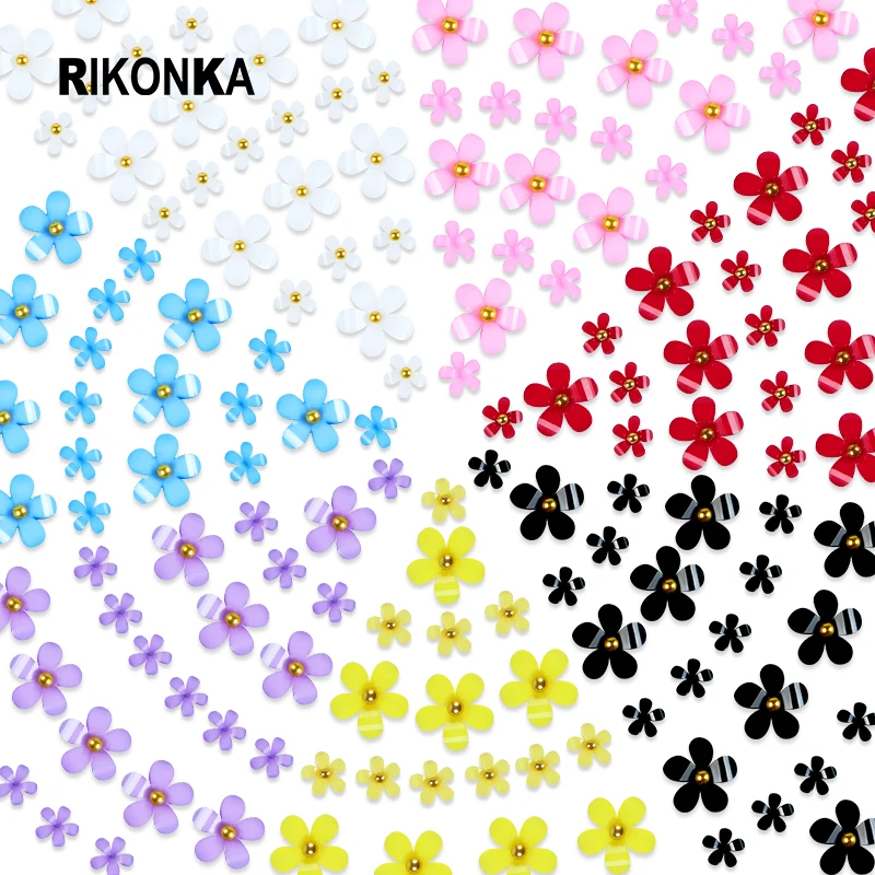 

Spring Lovely Acrylic Flower 3D Nail Art Rhinestones Mixed Size Steel Ball Gems Jewelry Set For DIY Gel Polish Nails Accessories