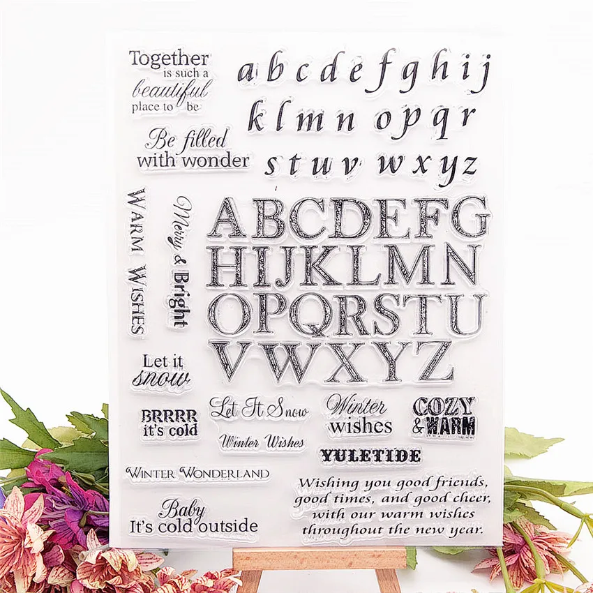 16x21 5 см Английский алфавит прозрачный печать прозрачные наклейки Силиконовое