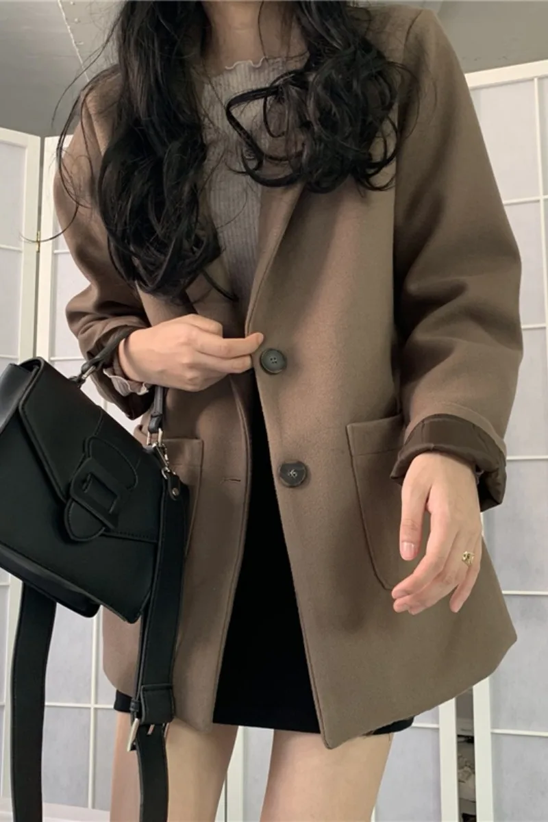 

Autumn And Winter 2020 New Korean Loose Woolen Coat