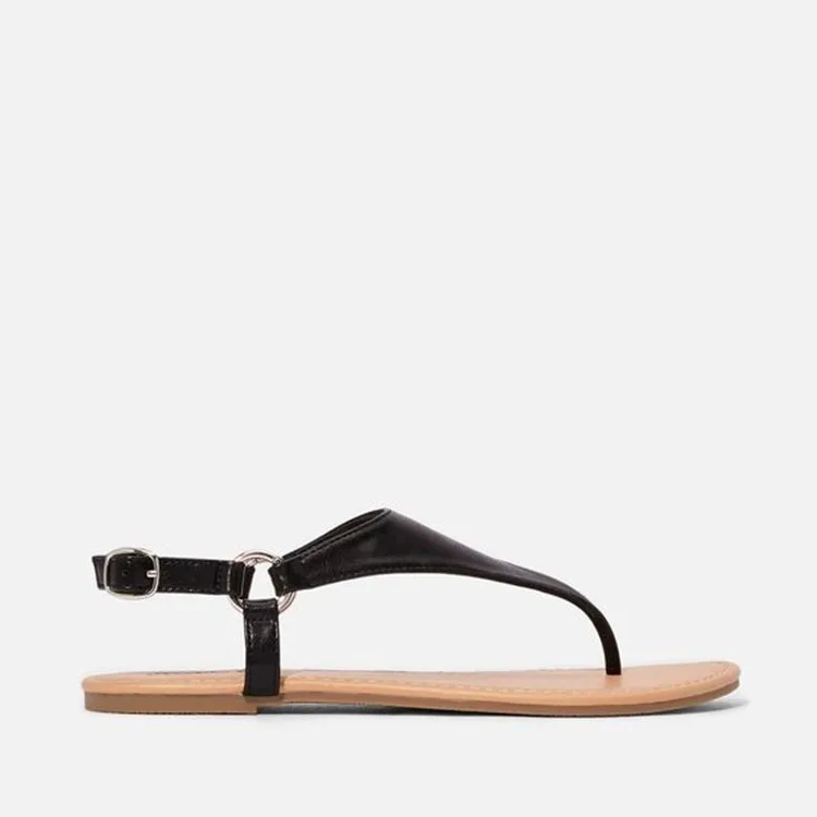 

Flat Sandal Shoe Large Size Suit Female Beige Summer Heels Without Big Black Girls 2021 Comfort Fashion Rome Buckle Strap PU Bas