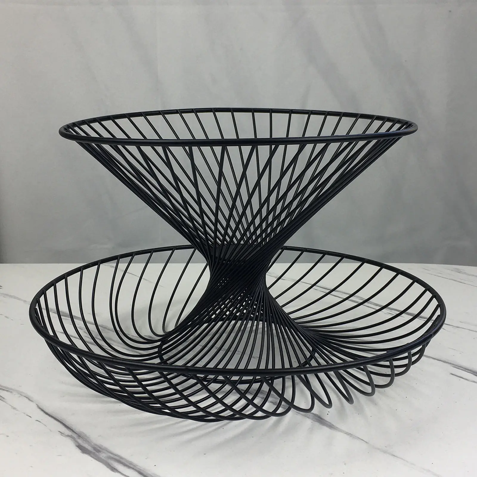 

Iron Art 2 Tier Fruit Basket Holder Bathroom Countertop Storage Rack Decor