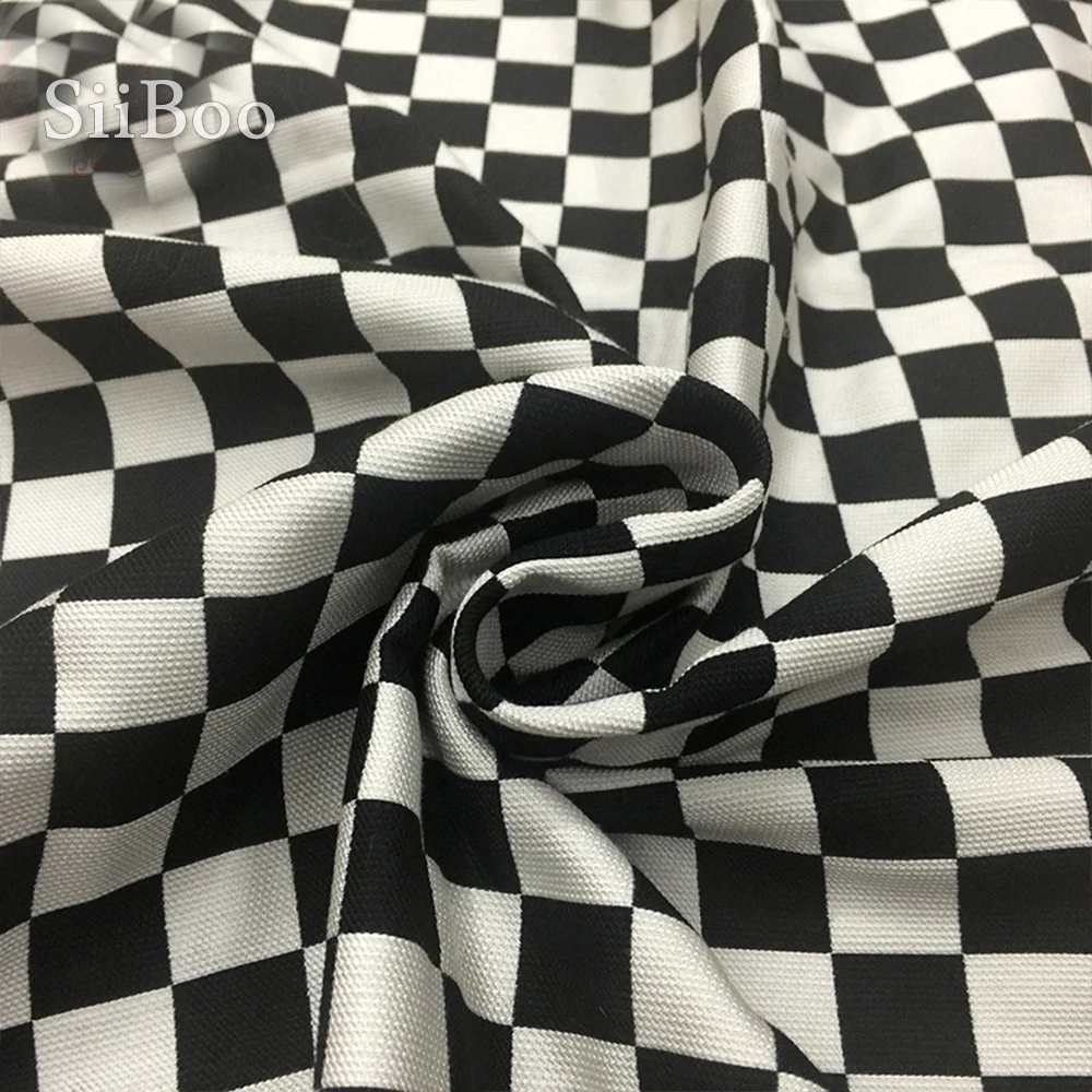 Жаккардовая ткань в американском стиле белая черная клетчатая жаккардовая для