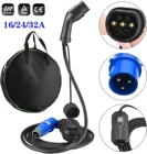 Портативное зарядное устройство для электромобилей, тип 2, IEC 62196-2, 32 А, вилка для электромобиля CEE, 220-240 В, автомобильный зарядный кабель