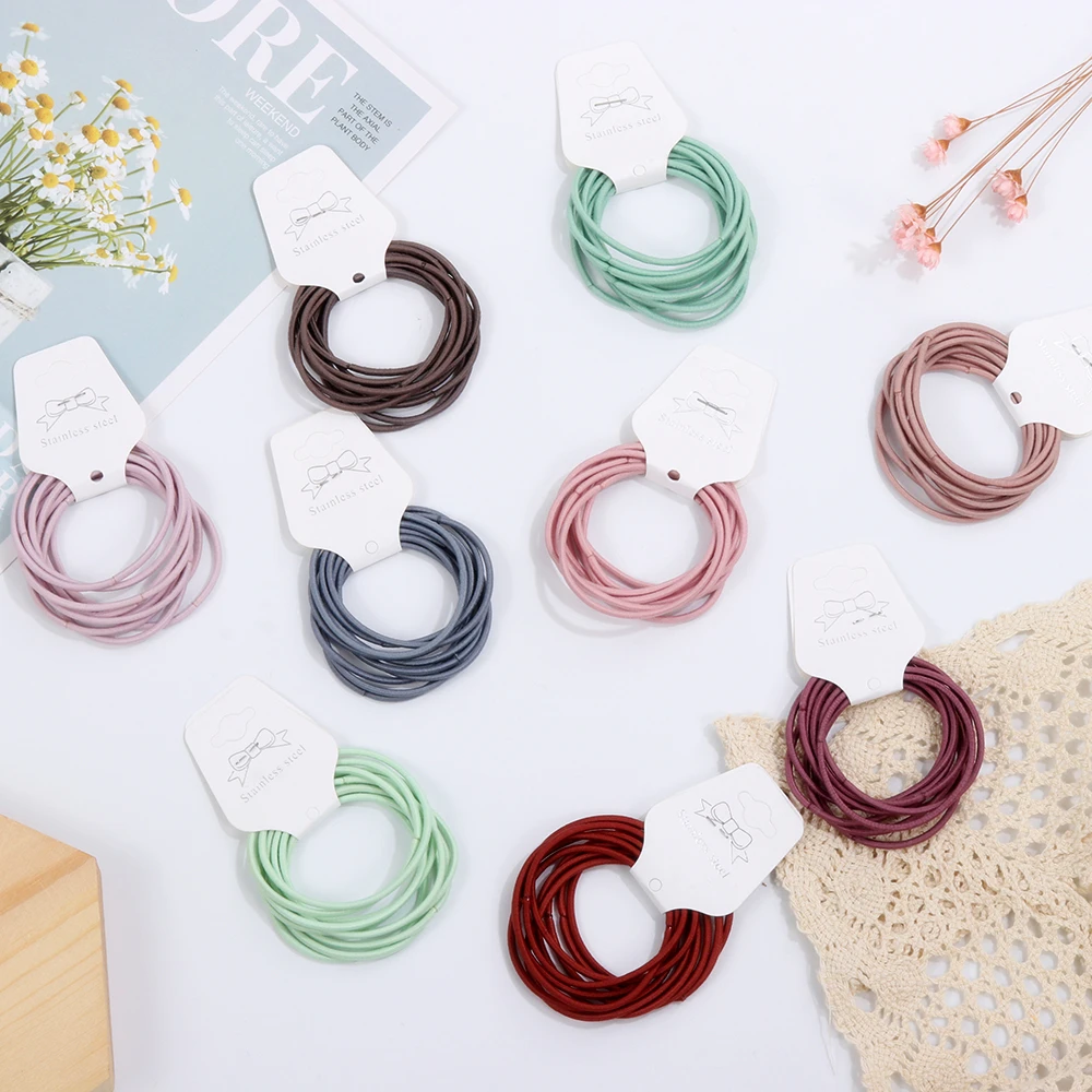 Однотонные резинки для волос 10 шт./лот женщин эластичные девочек женские