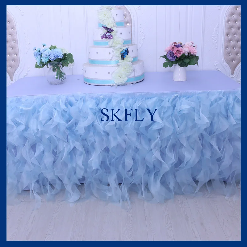 baby blue CL010JA популярные много цветов по индивидуальному заказу Свадебные/Серебряный/серый/красный, голубое платье из органзы курчавая ива юбка для стола - Цвет: baby blue