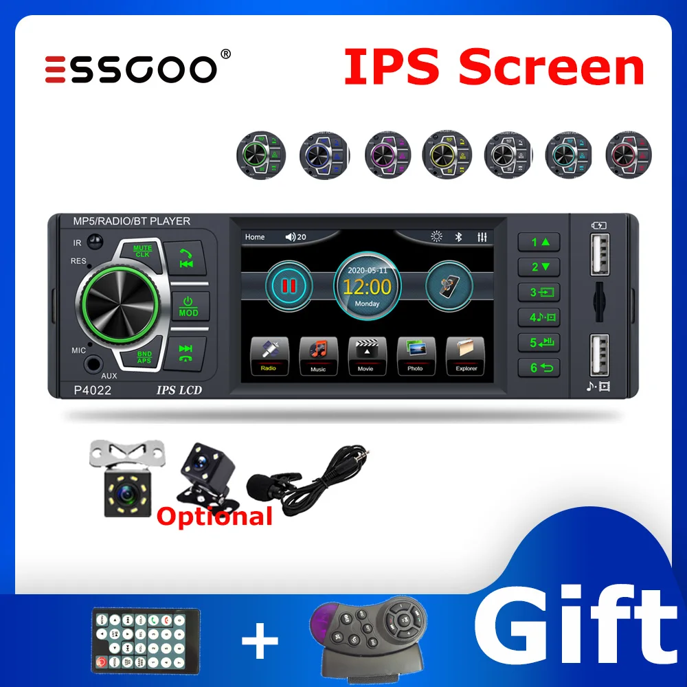 Автомагнитола ESSGOO 3 8 дюйма IPS экран 1 din MP5 плеер Авторадио стерео FM Bluetooth MirrorLink