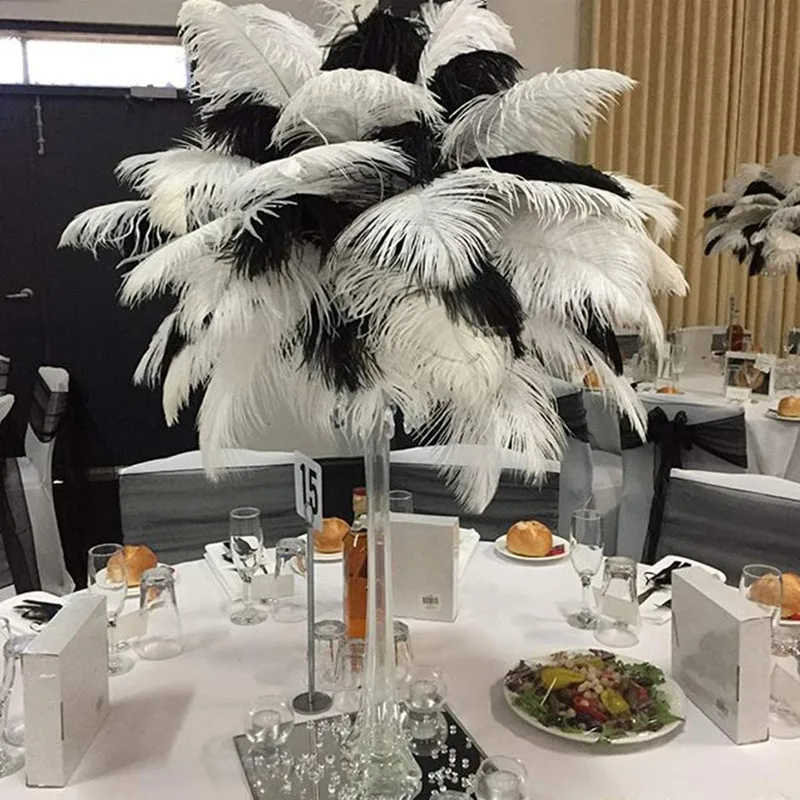 10/200pcs/lot Black Ostrich Feathers plumes DIY Wedding Decoration everything for handmade needlework Accessories Plumas 15-70CM - купить по