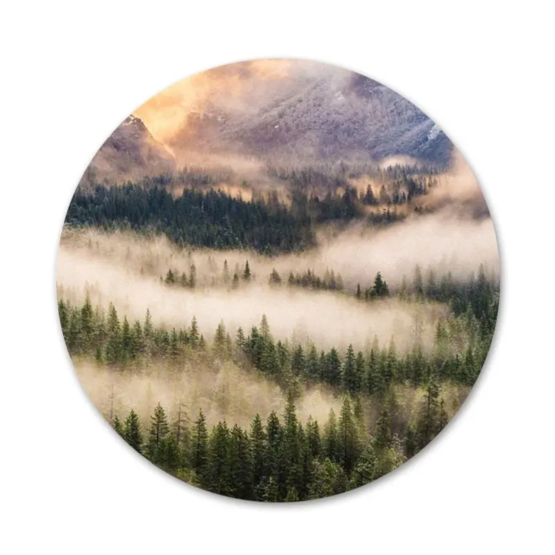 Горный лес облака Значки значки значок Металлические для одежды рюкзака