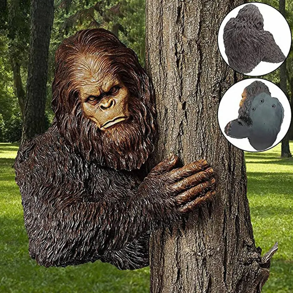 

Bigfoot Bashful Ape Tree Statue Ferocious Ape Sculpture Tree Hugger Decor Garden Yard Art Realistic Gorilla 3D Resin Decoration