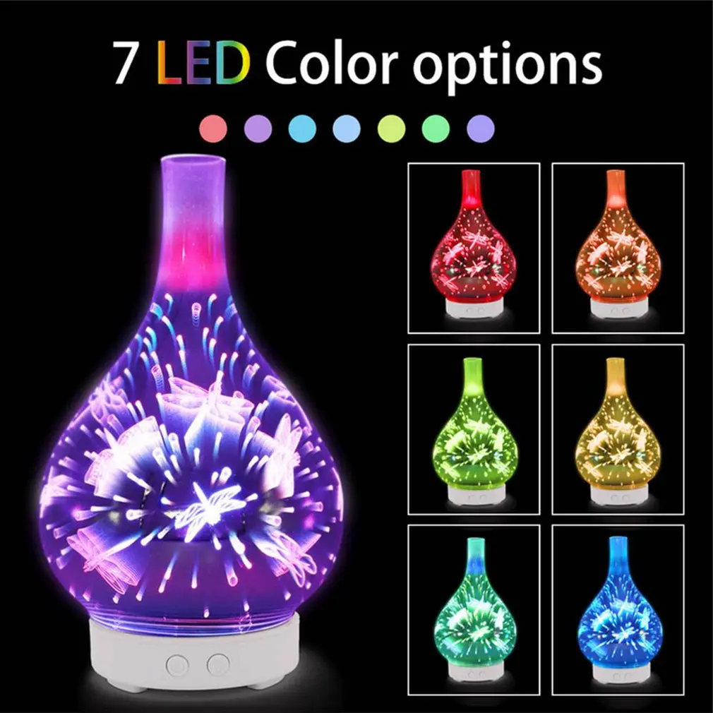 

3D-001 Mini LED Air Purifier 1000ML Ultrasonic Air Humidifier Fireworks Design Colorful Light Essential Oil Purifier