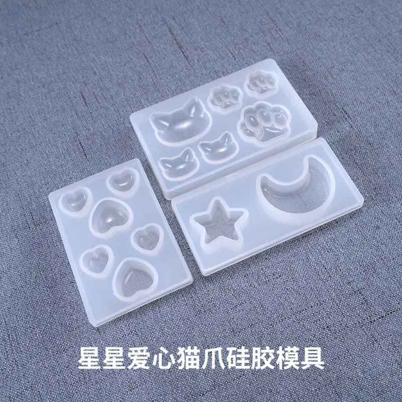 

3 Pcs Star Moon Cat Footprint Love Heart Jewelry Silicone Mold Resin Epoxy DIY Mobile Phone Decoration Jewelry Tools