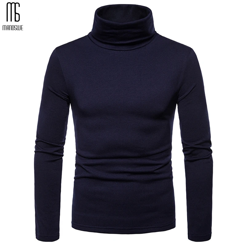 Manoswe Мужская теплая облегающая блузка с длинным рукавом Однотонный свитер