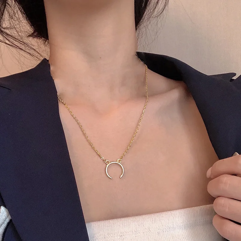 Изящное ожерелье с полумесяцем цепочка из нержавеющей стали подвески в виде рога