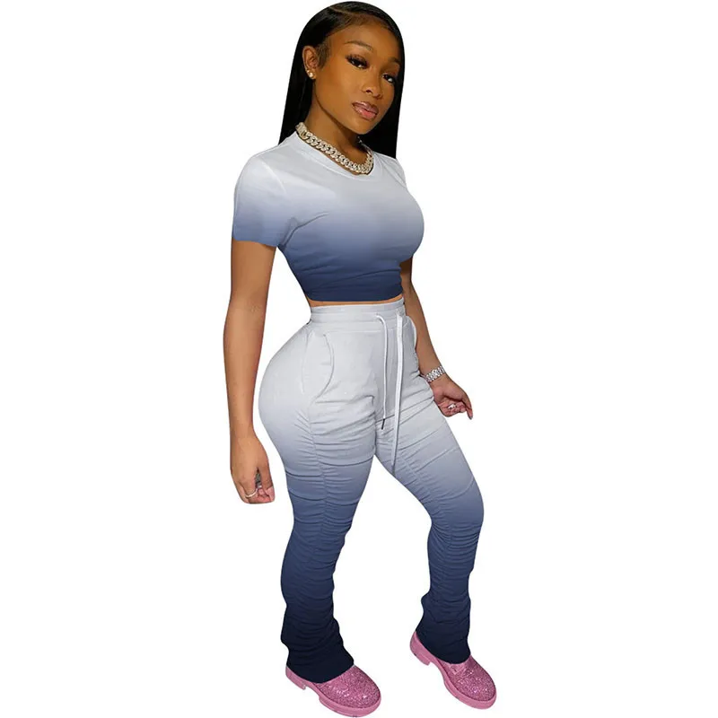 Комплект из двух предметов с градиентом Спортивный костюм Летние комплекты для