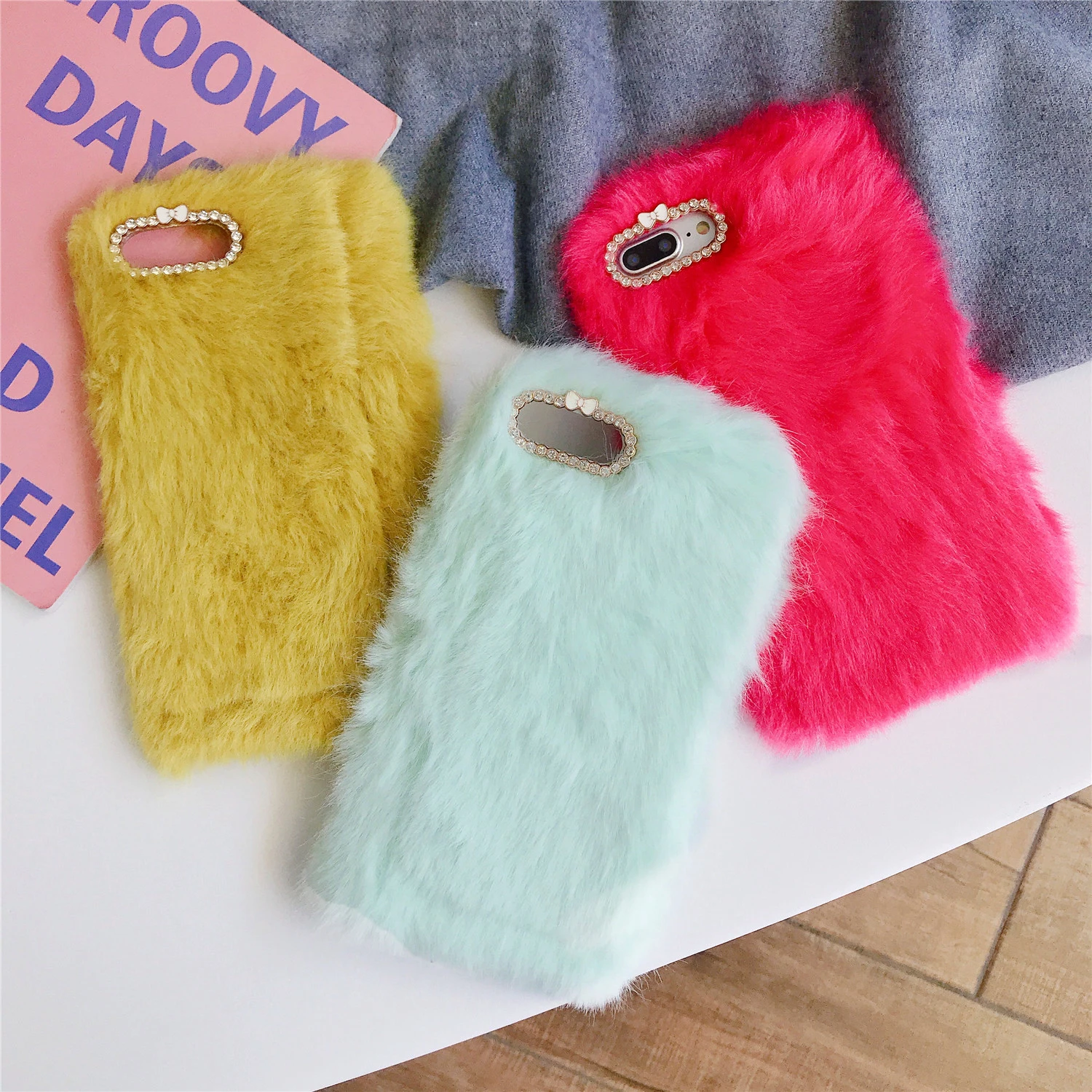 Милый теплый плюшевый чехол для телефона с бриллиантами huawei P9 P10 P20 P30 pro lite plus mate 9 10