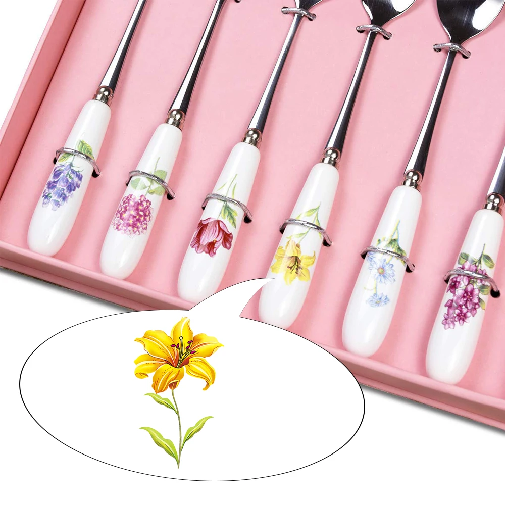 Ложка десертная кофейная ложка с керамической ручкой из нержавеющей стали 6 шт. |