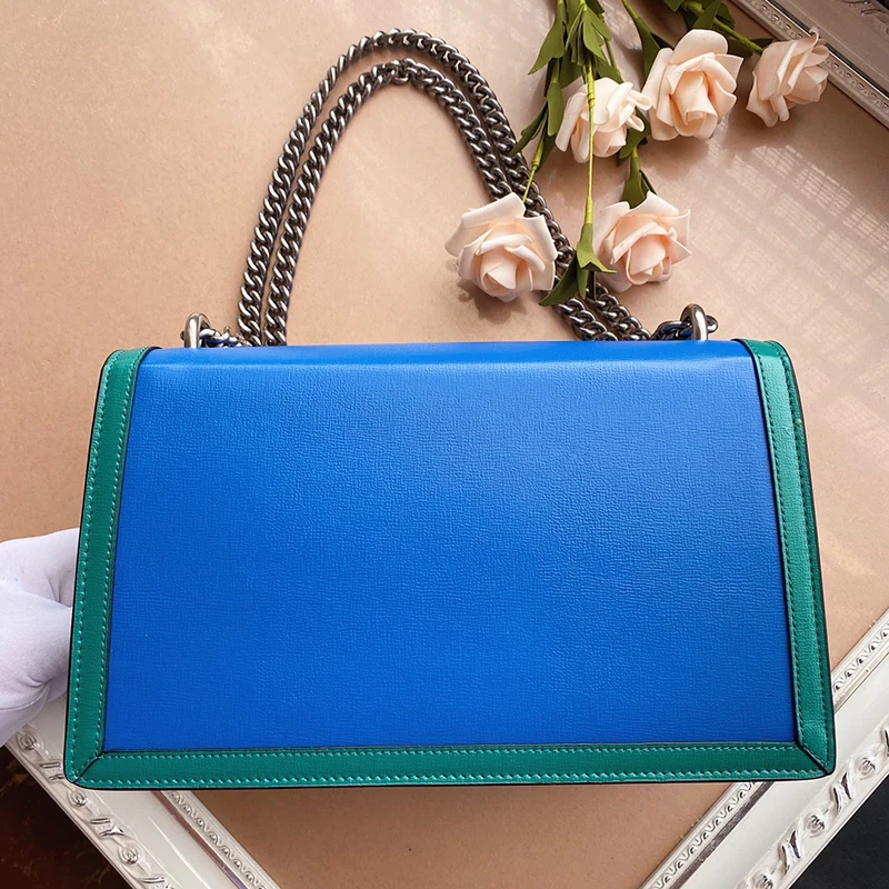 

Women's new style explosive leather square elegant shoulder bag classic high-end bright color chain shoulder strap handbag
