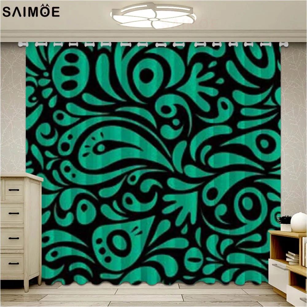 

Black Baroque Curtain Retro Abstract Art Luxury Curtains Living Room Flower Floral Curtain Bedroom Kitchen Ultra Micro Shading