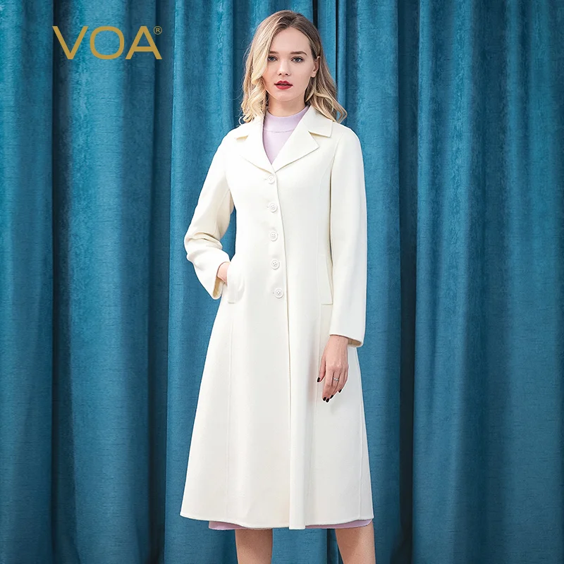 

Короткое кашемировое пальто VOA, покрытое снегом, с лацканами и длинным рукавом, пуговицы в один ряд, приталенное элегантное теплое пальто из ...