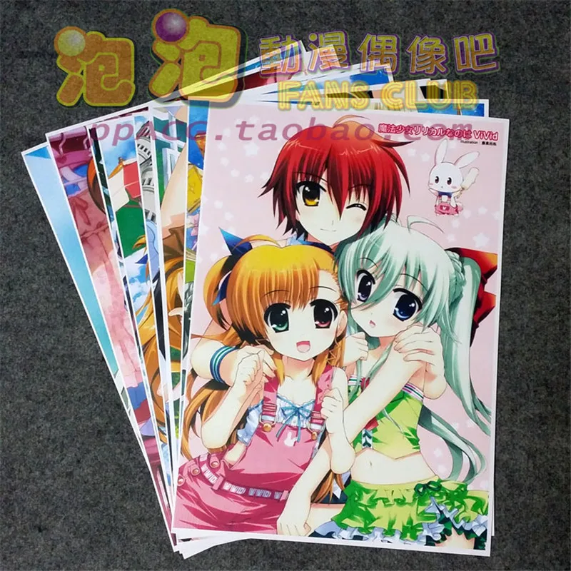 

8 шт./компл. аниме Волшебная Девушка Лирический Nanoha плакат Takamachi Harlaown настенные фотографии для гостиной A3 постеры для фильма подарки