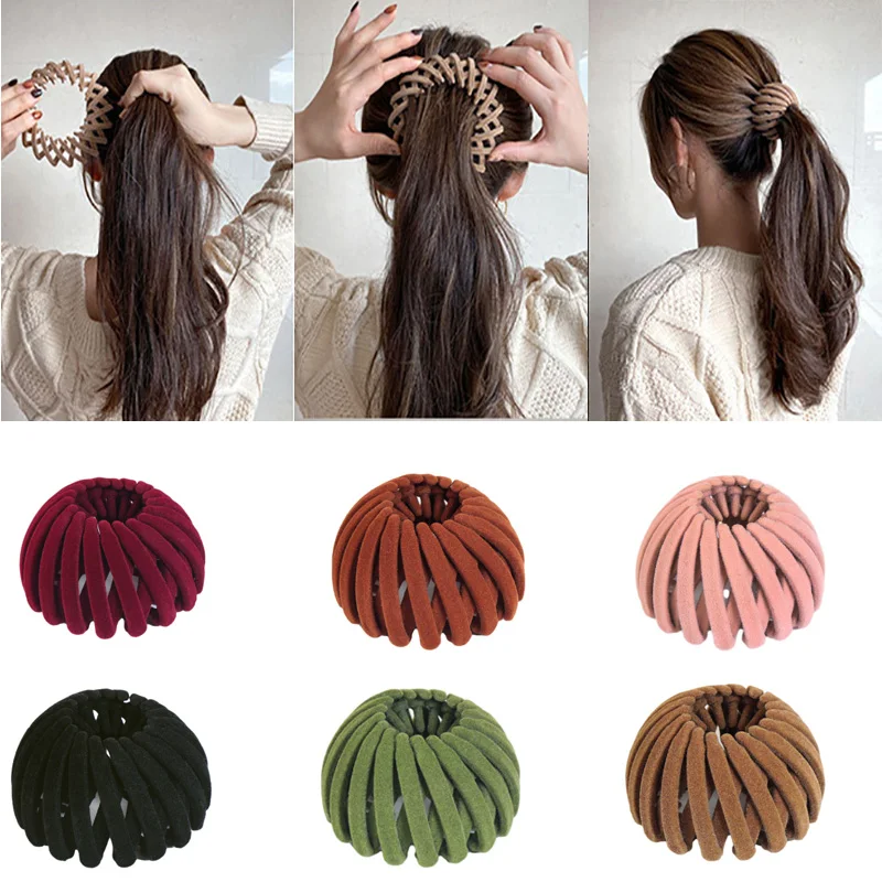 

Bird Nest Hair Claw Expanding Velvet Hair Accessories Fashion Buckle Hairpins Women New Ponytail Holder Headwear Friends Gifts