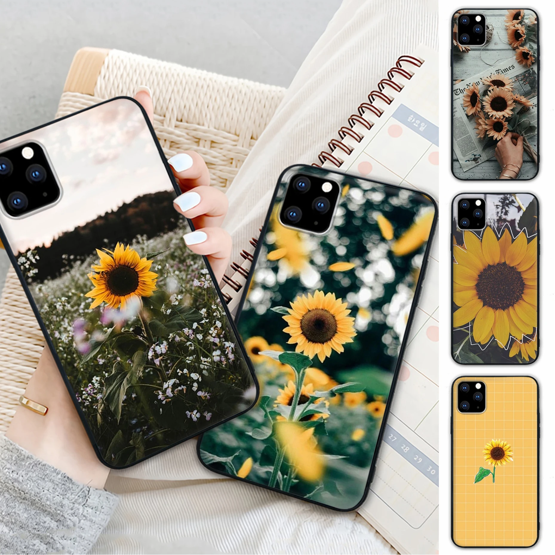

Girly Beautiful Yellow Flower Sunflower Telephone Case For Xiaomi Redmi 4X 5 Plus 6 6A 7 7A 8 8A 9 Note 4 8 T 9 Pro Max Cover