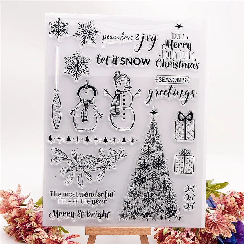 

Christmas Tree Party Clear Stamps Transparent Seal 18x23cm Silicone Seal TPR Halloween Roller stamps DIY Scrapbooking Cards