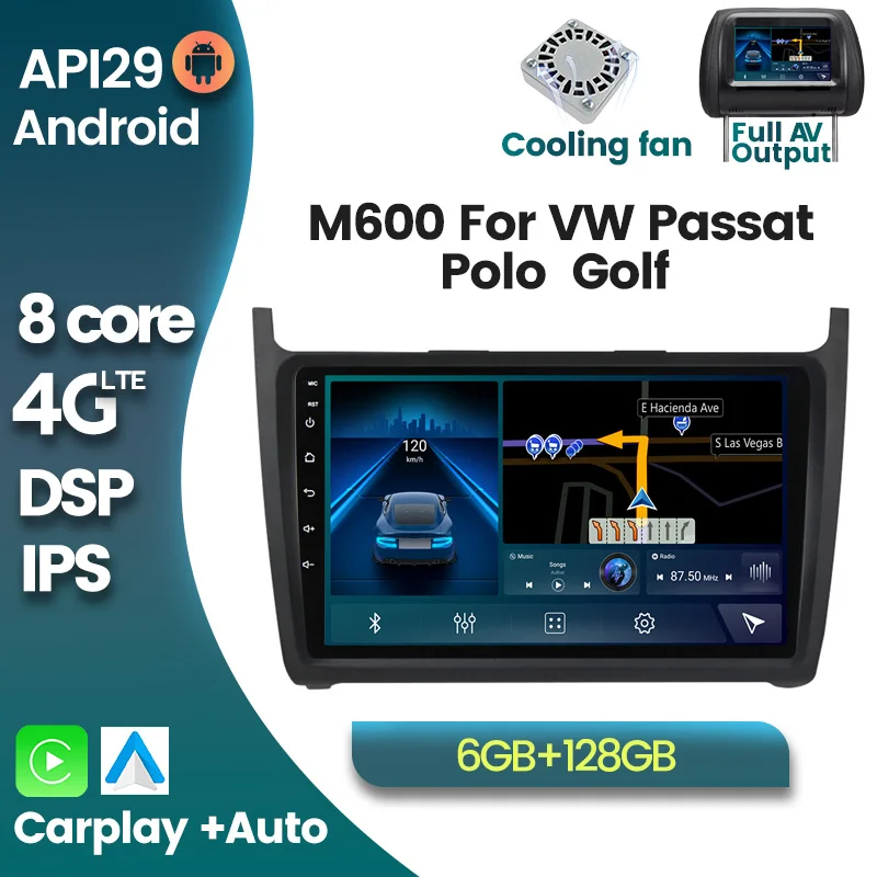 

Мультимедийный видеоплеер для VW Polo, Golf, Passat, GPS, навигация, автомобильное радио Carplay, 6G + 128G 4G LTE Android 10 2 din DSP