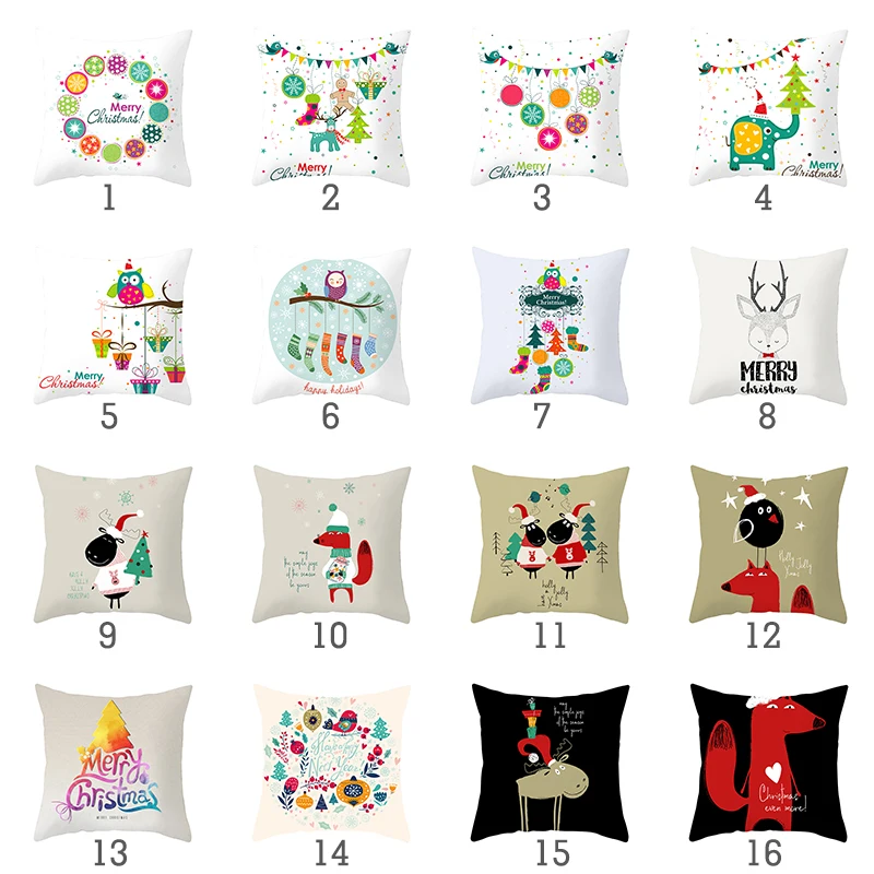 Мультяшная лента с принтом Рождественская квадратная наволочка для
