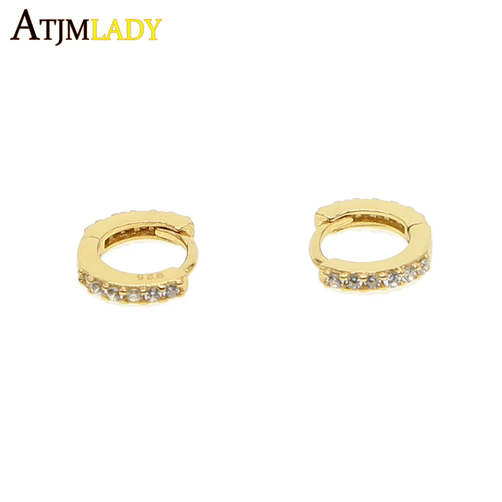 Миниатюрные серьги кольца just arround ear Круглый фианит золотого цвета из