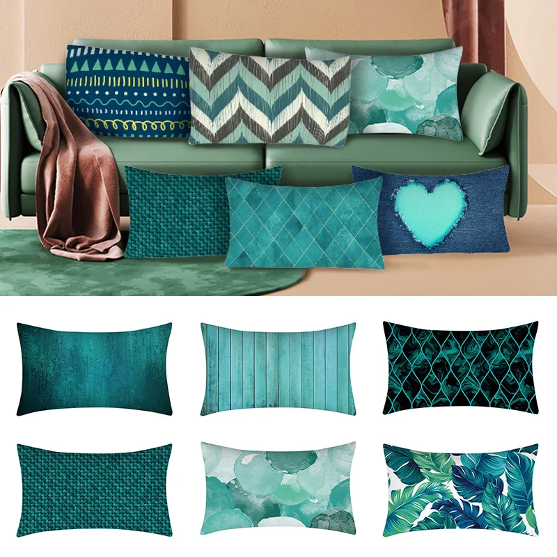 

30x50cm Waist Pillow Case Sofa Cushion Cover Geometric Printing Pillow Case Home Decoration Duck Blue Pillow Case