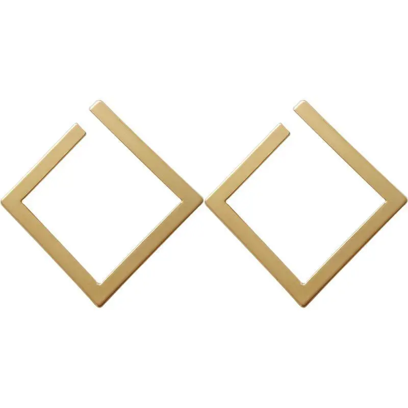 

Fashion Square Earrings Simple Metal Glossy Big Earrings for Women Party Gift Jewelry