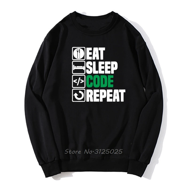 Свитшот мужской с надписью спящего кода худи забавным программатором уличная