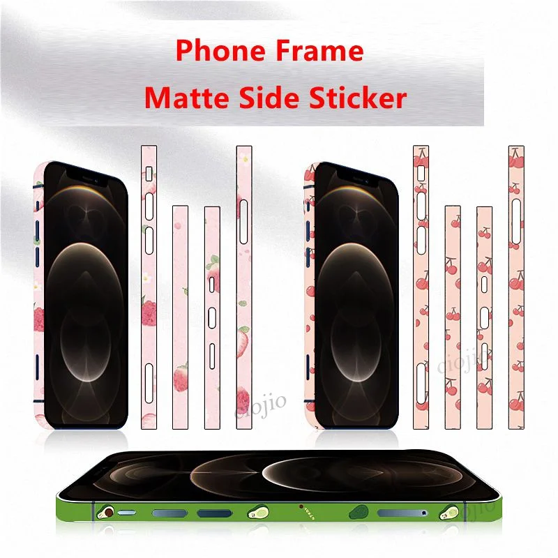 

For iPhone 12 Pro MAX Summer fruit Mobile Phone Frame Matte Color Film For iPhone 12 Mini Cute Cartoon Side Sticker