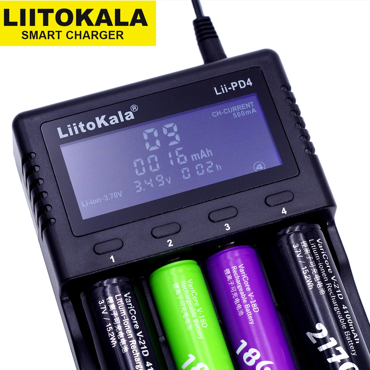 Liitokala Lii-PD4 3.7V 3.2V 1.2V battery charger LCD display 18650 21700 26650 20700 18350 26700 AA AAA etc Test capacity | Электроника