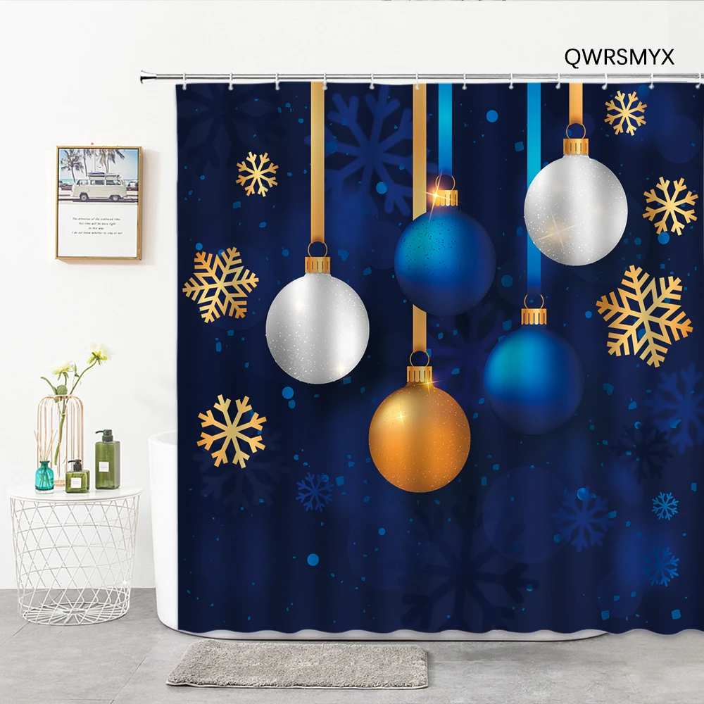 

Рождественская занавеска для душа с цветными шариками из веревки, s синий фон, занавеска для ванной, домашний декор, фон, ткань для стен, Това...