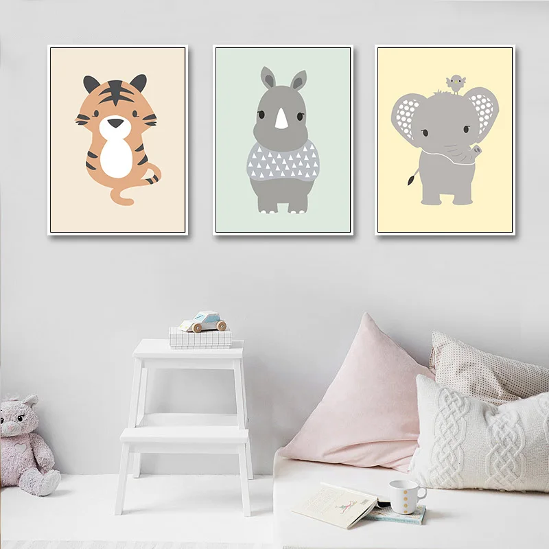 Лесных животных Тигр Картина слона на холсте с изображением стены искусства