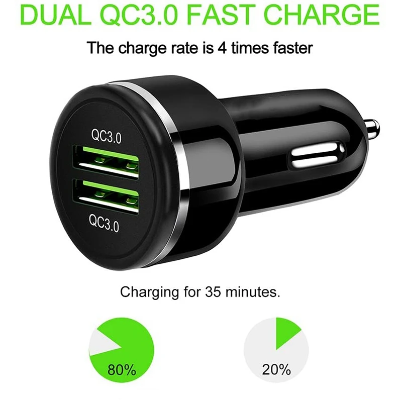 Автомобильное зарядное устройство быстрая зарядка 3 0 48 Вт 6A Dual QC3.0 USB быстрое